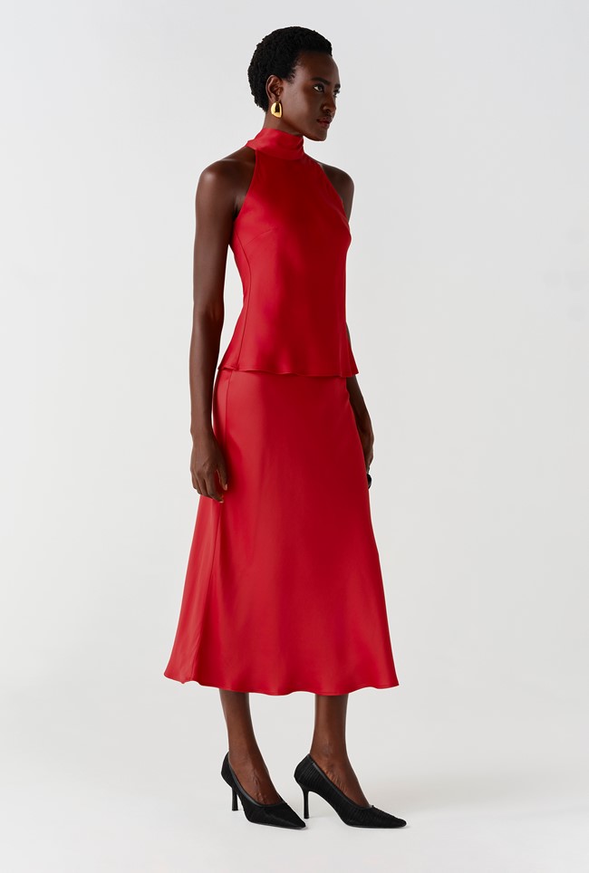 Reese High Neck Satin Top