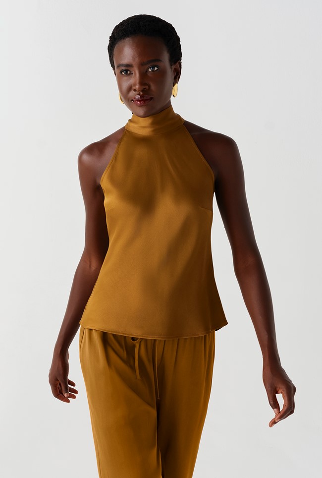 Reese High Neck Satin Top