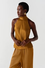 Reese High Neck Satin Top