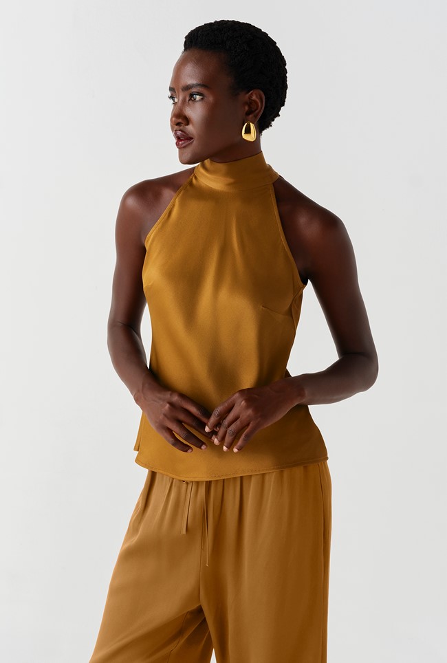 Reese High Neck Satin Top