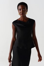 Alia Satin Cowl Neck Top
