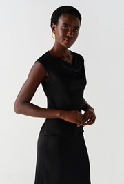 Alia Satin Cowl Neck Top
