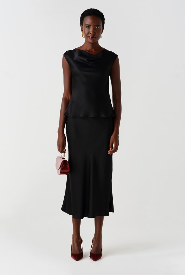 Alia Satin Cowl Neck Top