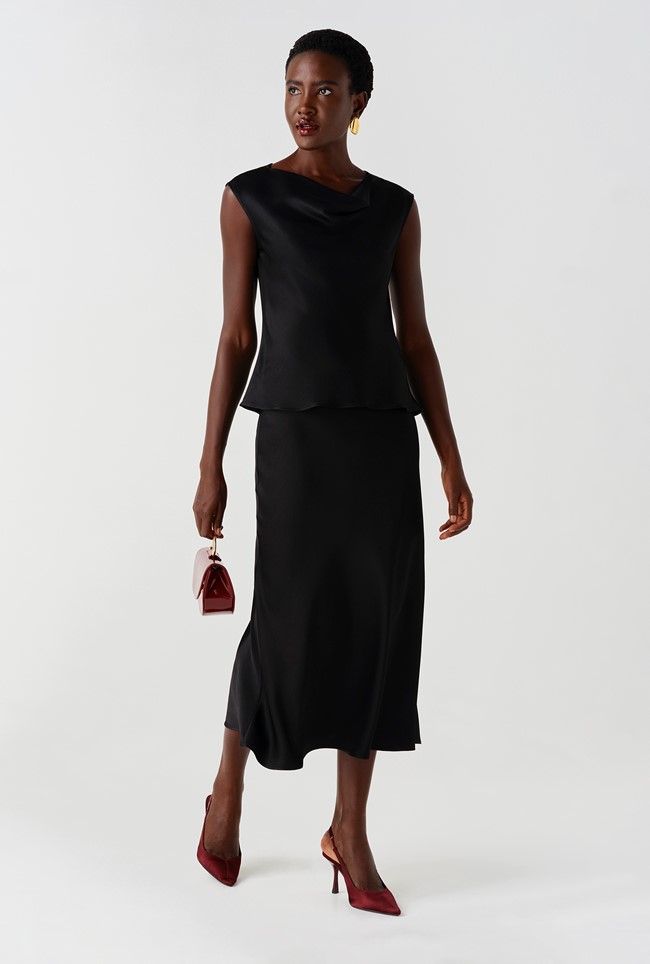 Alia Satin Cowl Neck Top