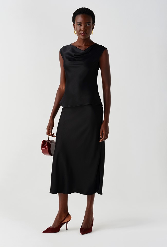 Alia Satin Cowl Neck Top