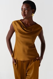 Alia Satin Cowl Neck Top