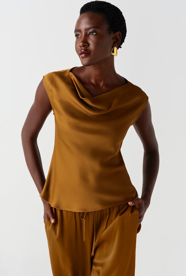 Alia Satin Cowl Neck Top