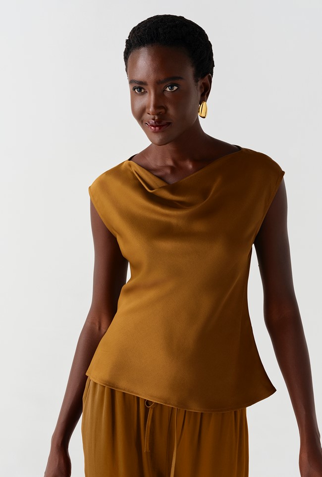 Alia Satin Cowl Neck Top