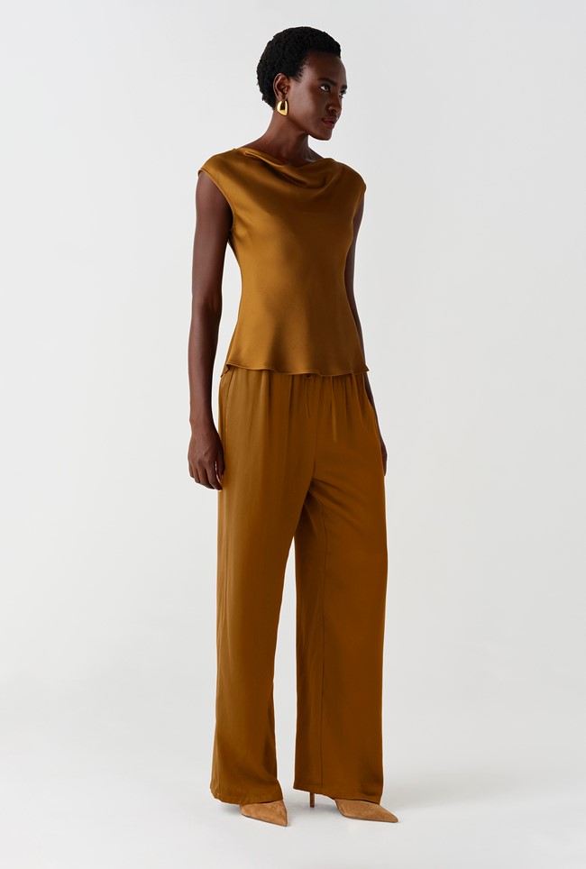 Alia Satin Cowl Neck Top