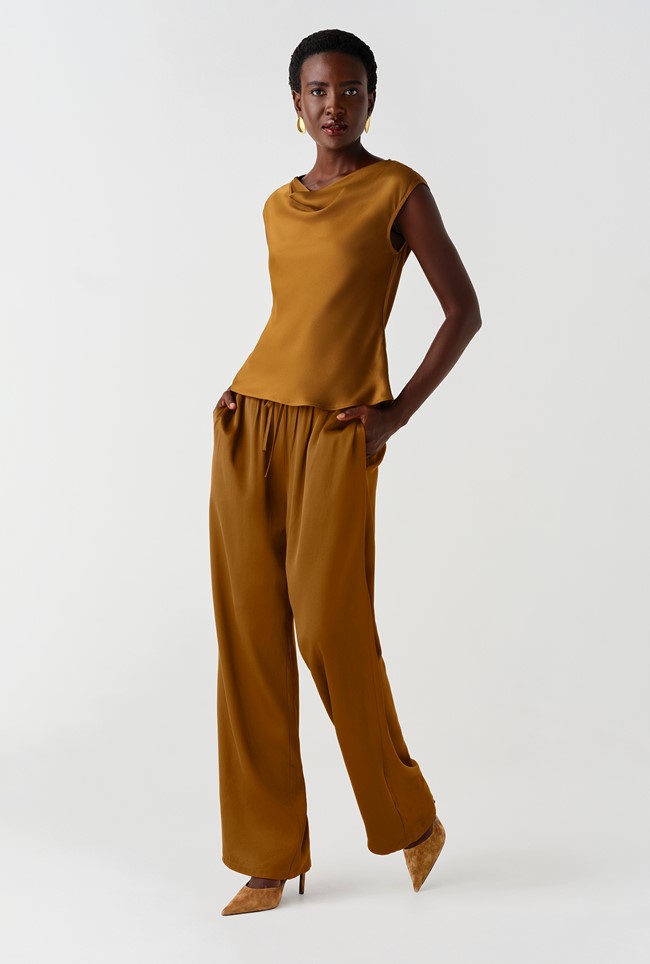 Alia Satin Cowl Neck Top
