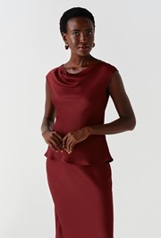 Alia Satin Cowl Neck Top
