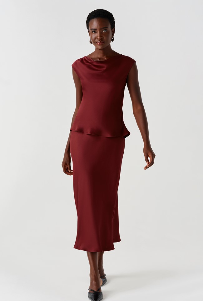 Alia Satin Cowl Neck Top