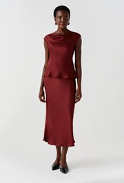 Alia Satin Cowl Neck Top