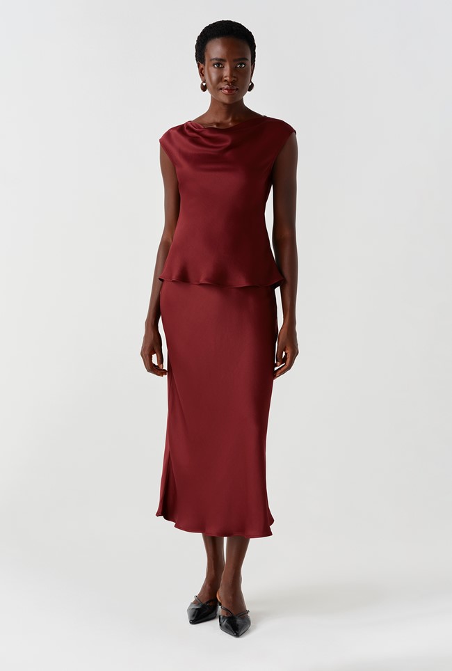 Alia Satin Cowl Neck Top
